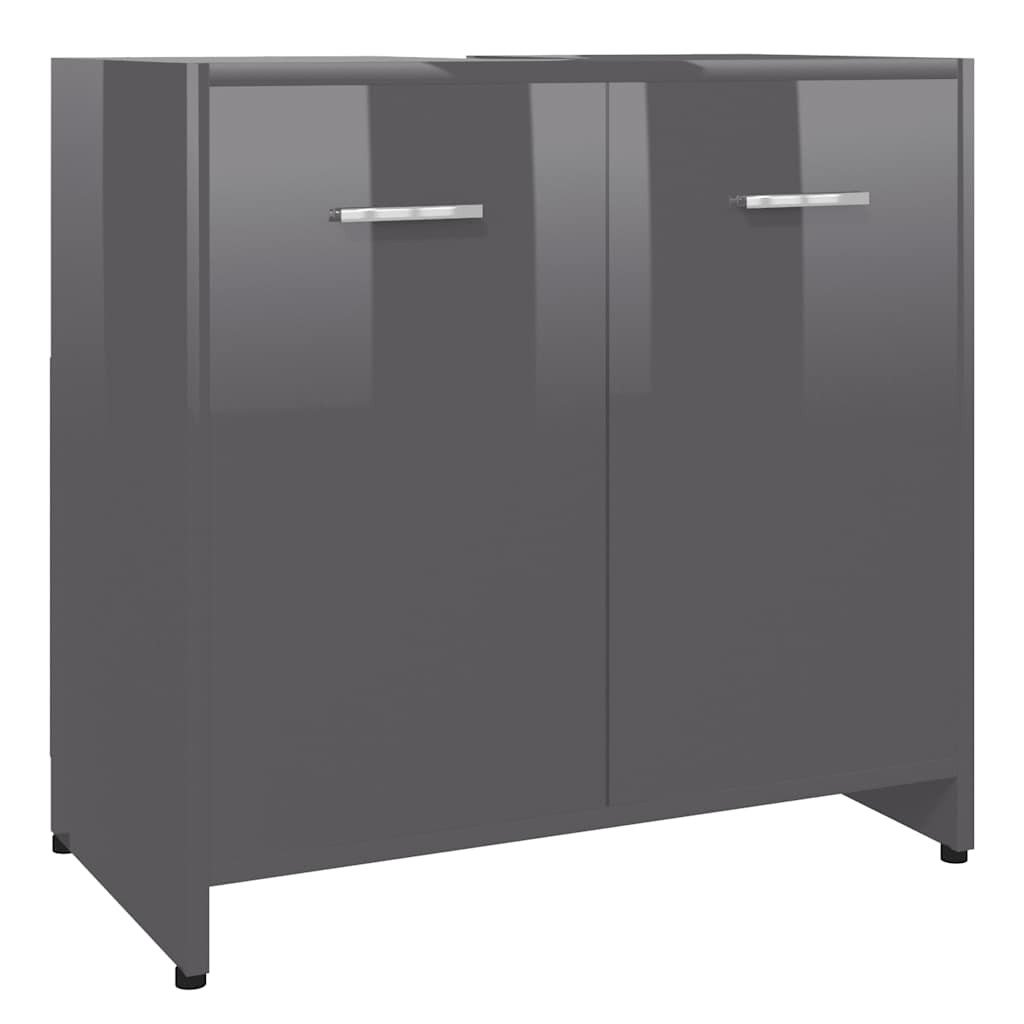 Mobile da Bagno Grigio Lucido 60x33x61 cm in Legno Multistrato 802578