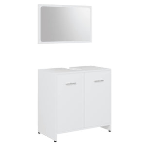 Set Mobili da Bagno Bianco in Legno Multistrato 802579