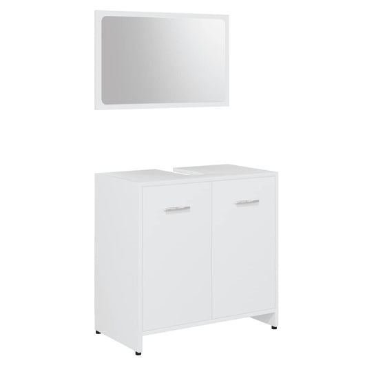Set Mobili da Bagno Bianco in Legno Multistrato 802579