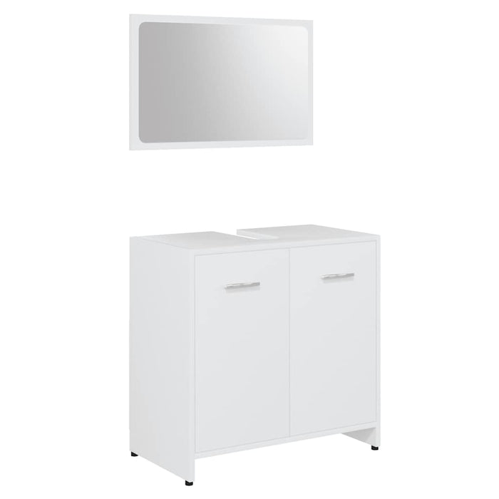 Set Mobili da Bagno Bianco in Legno Multistrato 802579
