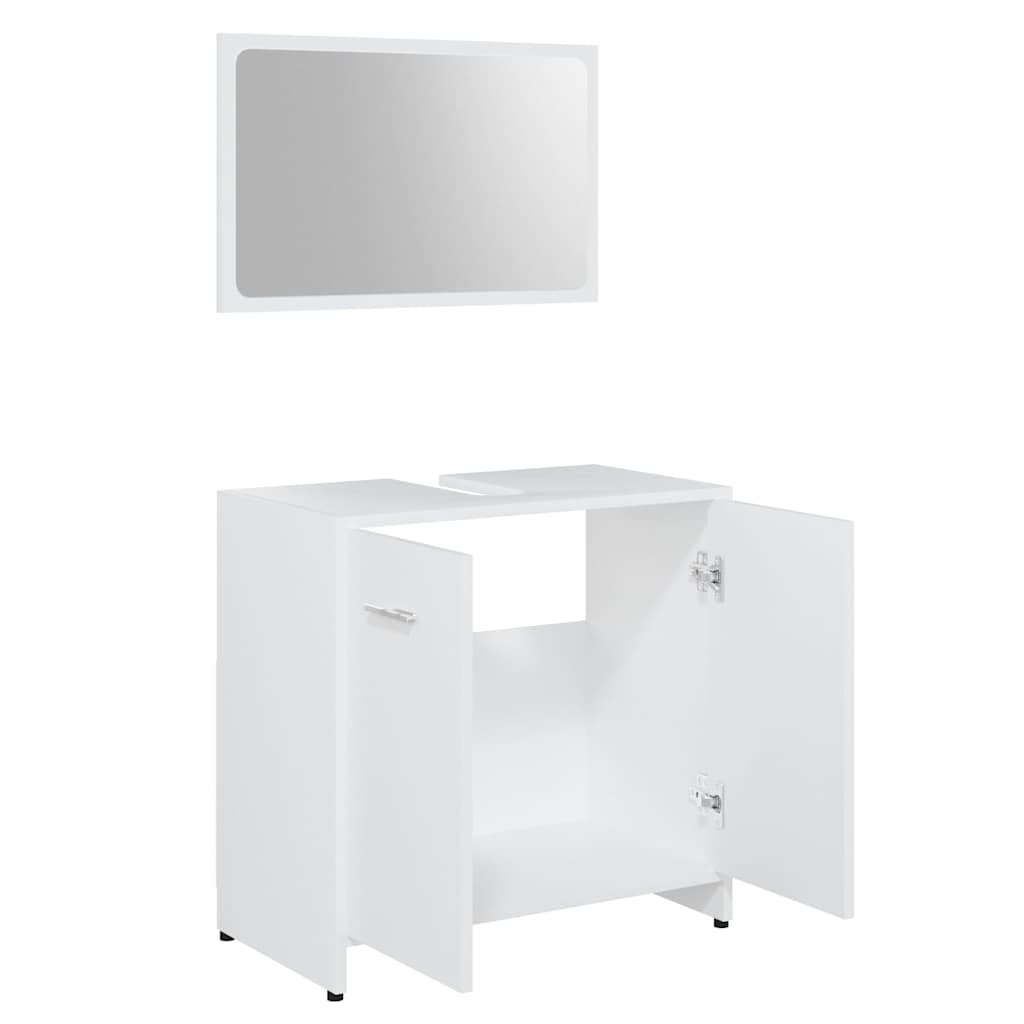 Set Mobili da Bagno Bianco in Legno Multistrato 802579