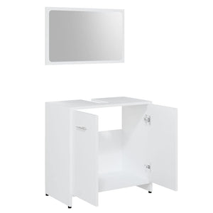Set Mobili da Bagno Bianco in Legno Multistrato 802579