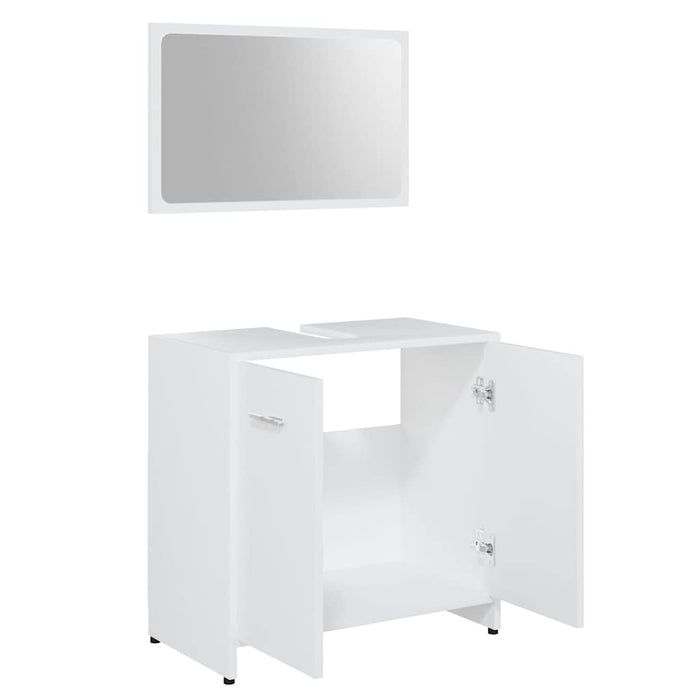 Set Mobili da Bagno Bianco in Legno Multistrato 802579