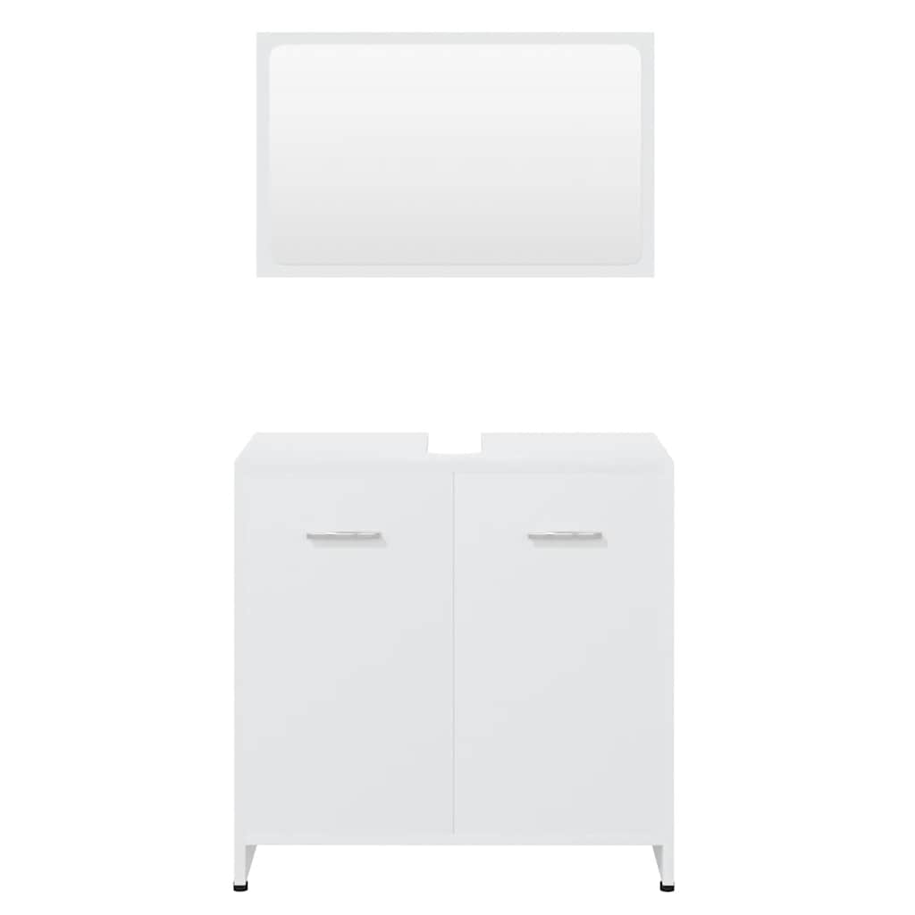 Set Mobili da Bagno Bianco in Legno Multistrato 802579