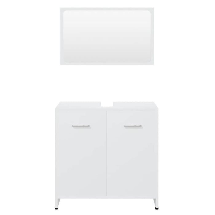 Set Mobili da Bagno Bianco in Legno Multistrato 802579