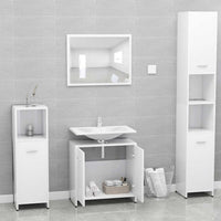 Set Mobili da Bagno Bianco in Legno Multistrato 802579