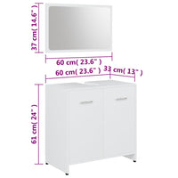 Set Mobili da Bagno Bianco in Legno Multistrato 802579