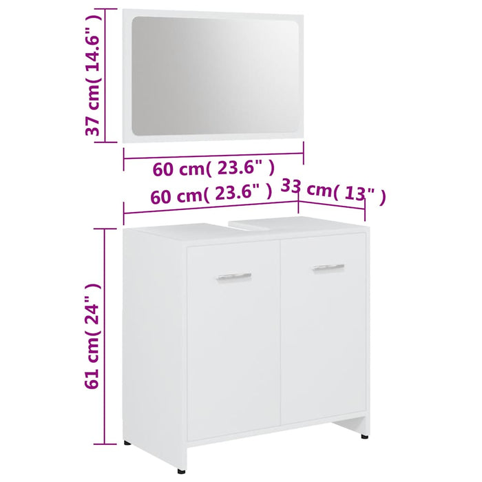 Set Mobili da Bagno Bianco in Legno Multistrato 802579