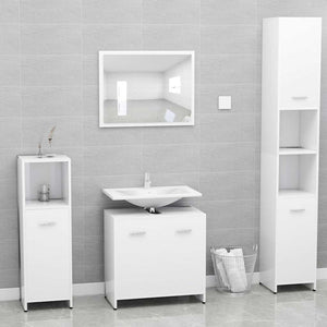 Set Mobili da Bagno Bianco in Legno Multistrato 802579