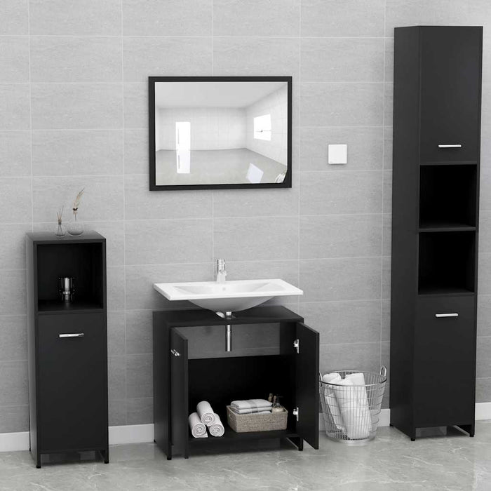 Set Mobili da Bagno Nero in Truciolato cod mxl 53955