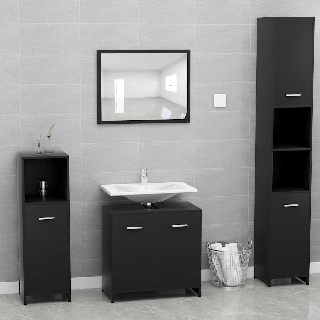 Set Mobili da Bagno Nero in Truciolato cod mxl 53955