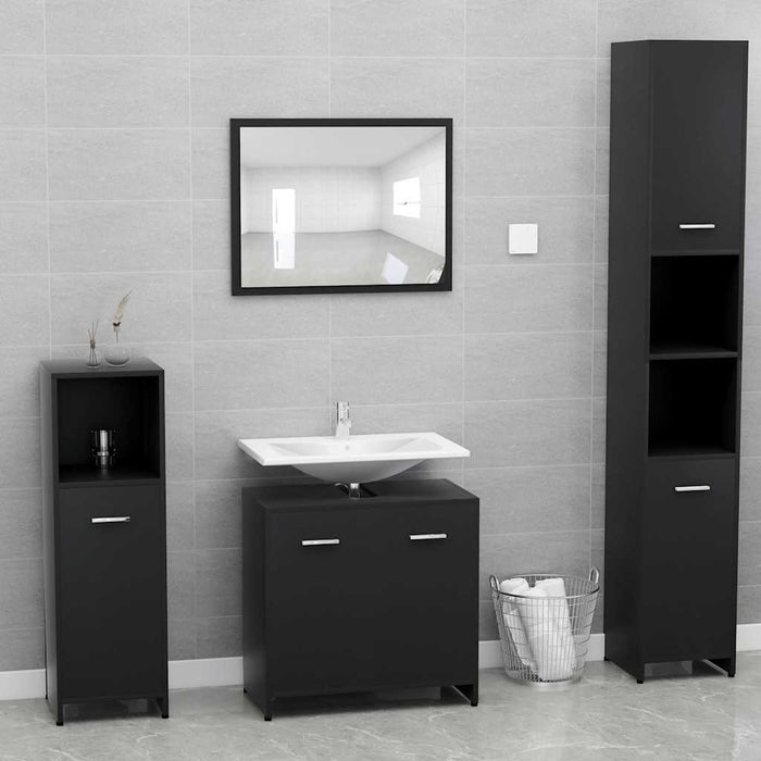 Set Mobili da Bagno Nero in Truciolato cod mxl 53955