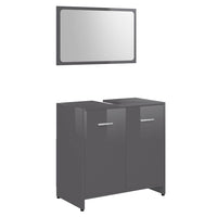 Set Mobili da Bagno Grigio Lucido in Legno Multistrato 802587