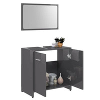 Set Mobili da Bagno Grigio Lucido in Legno Multistrato 802587