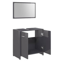 Set Mobili da Bagno Grigio Lucido in Legno Multistrato 802587