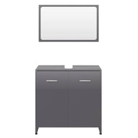 Set Mobili da Bagno Grigio Lucido in Legno Multistrato 802587