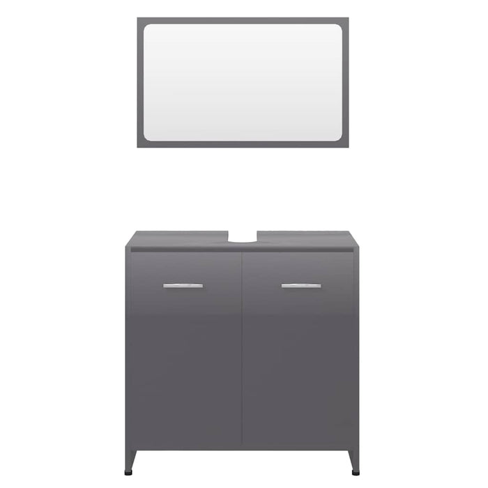 Set Mobili da Bagno Grigio Lucido in Legno Multistrato 802587