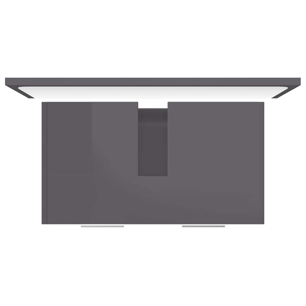 Set Mobili da Bagno Grigio Lucido in Legno Multistrato 802587