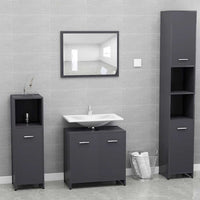 Set Mobili da Bagno Grigio Lucido in Legno Multistrato 802587