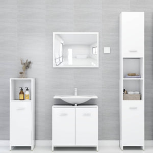 Armadio da Bagno Bianco 30x30x95 cm in Legno Multistrato