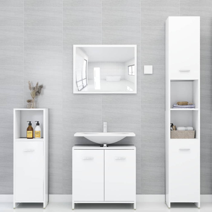 Armadio da Bagno Bianco 30x30x95 cm in Legno Multistrato 802588