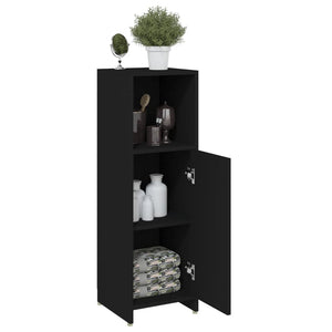 Mobile da Bagno Nero 30x30x95 cm in Legno Multistrato 802589