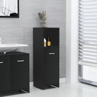 Mobile da Bagno Nero 30x30x95 cm in Legno Multistrato 802589