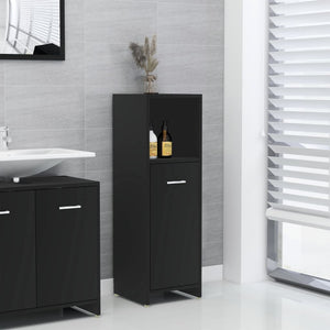 Mobile da Bagno Nero 30x30x95 cm in Legno Multistrato 802589