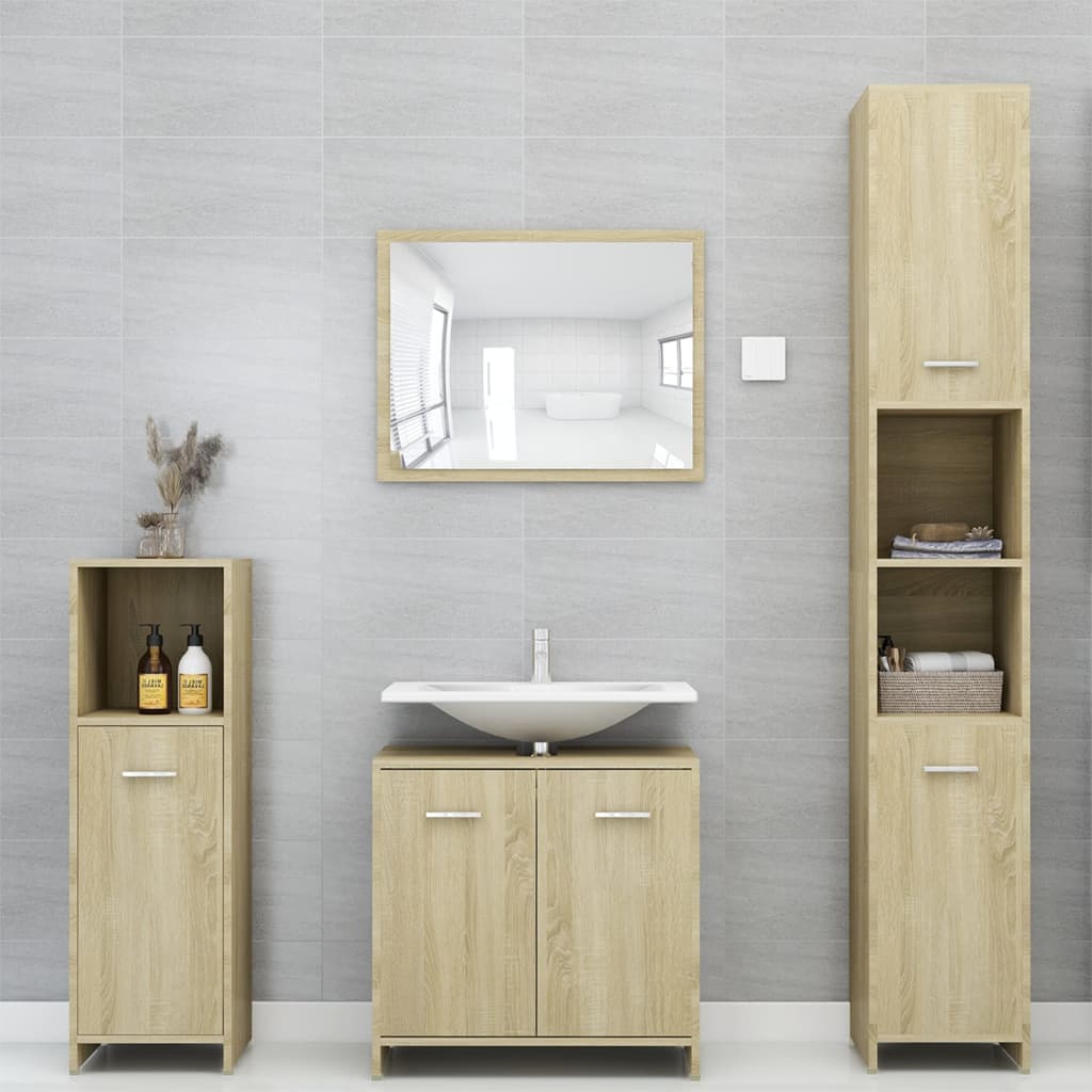 Mobile da Bagno Rovere Sonoma 30x30x95 cm in Legno Multistrato 802591