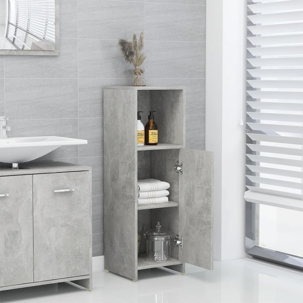 Mobile da Bagno Grigio Cemento 30x30x95 cm in Legno Multistrato 802592