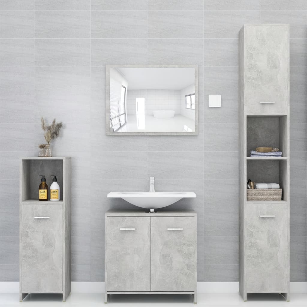 Mobile da Bagno Grigio Cemento 30x30x95 cm in Legno Multistrato 802592