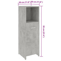 Mobile da Bagno Grigio Cemento 30x30x95 cm in Legno Multistrato 802592