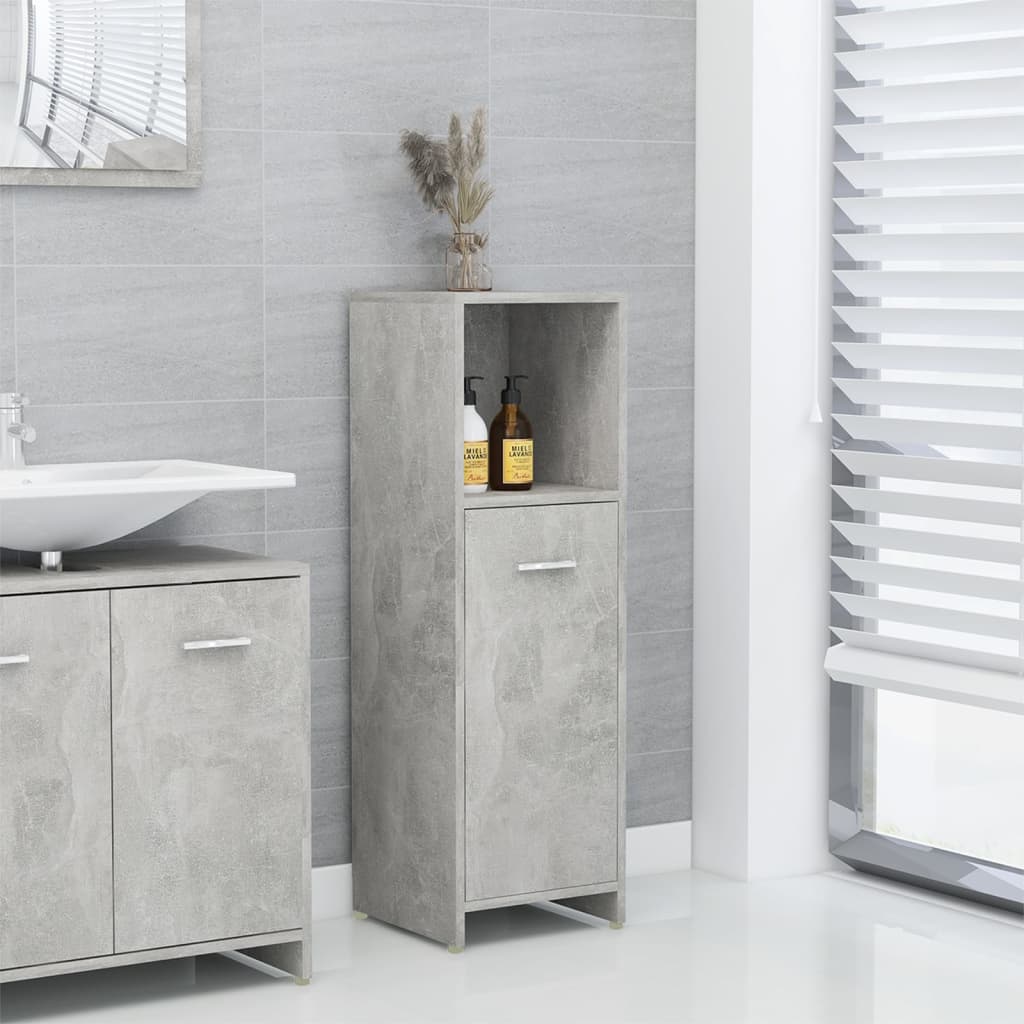 Mobile da Bagno Grigio Cemento 30x30x95 cm in Legno Multistrato 802592