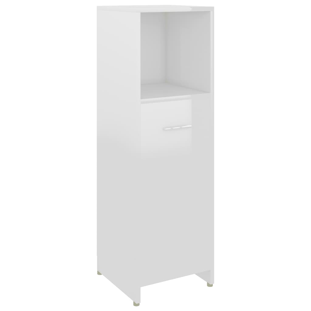 Mobile da Bagno Bianco Lucido 30x30x95 cm in Legno Multistrato 802594