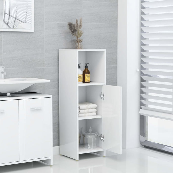 Mobile da Bagno Bianco Lucido 30x30x95 cm in Legno Multistrato 802594