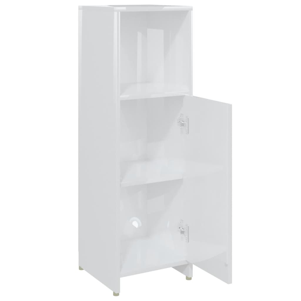 Mobile da Bagno Bianco Lucido 30x30x95 cm in Legno Multistrato 802594