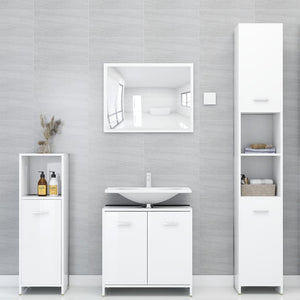 Mobile da Bagno Bianco Lucido 30x30x95 cm in Legno Multistrato 802594