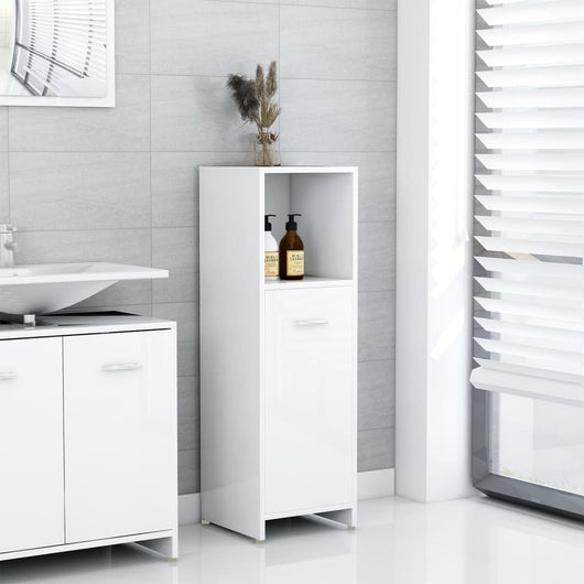 Mobile da Bagno Bianco Lucido 30x30x95 cm in Legno Multistrato 802594
