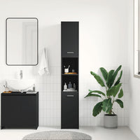 Mobile da Bagno Nero 30x30x183,5 cm in Legno tecnico 802598