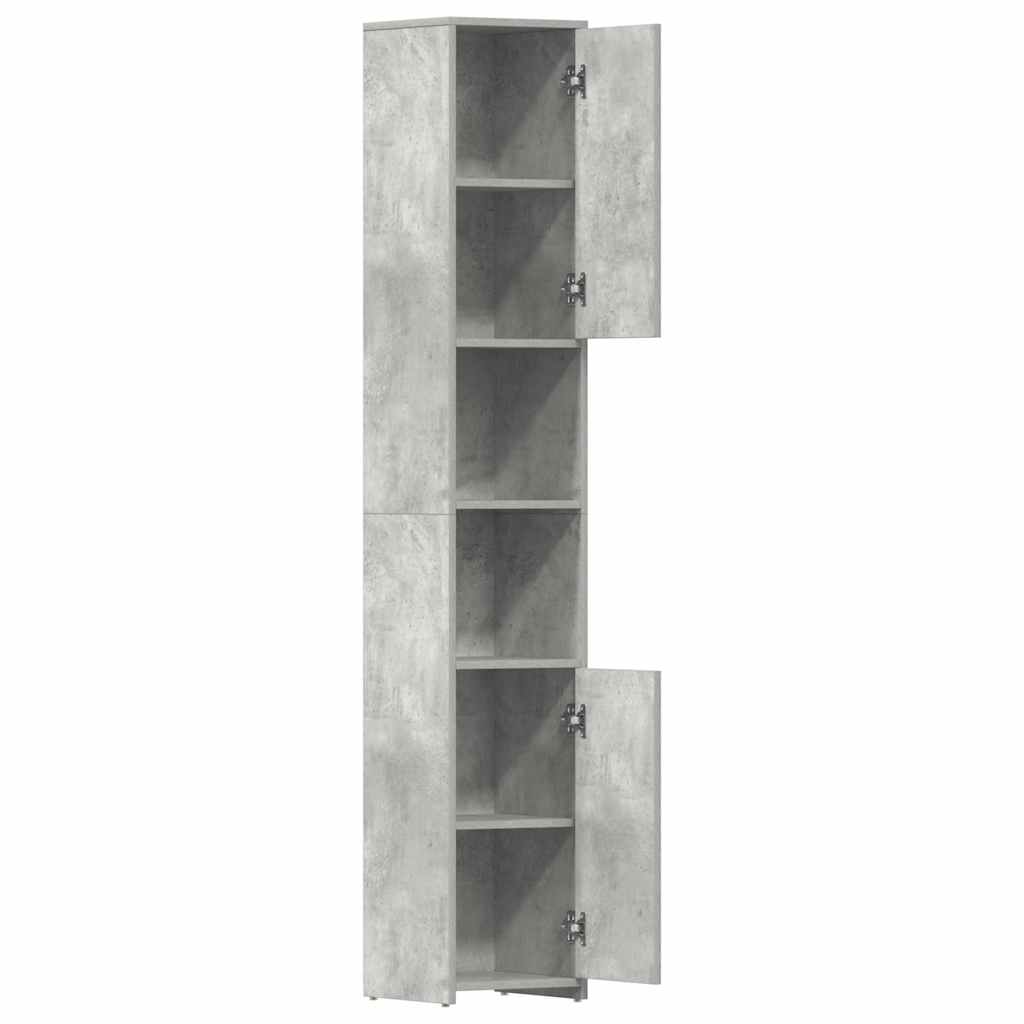 Mobile da Bagno Grigio Cemento 30x30x183,5 cm Legno tecnico 802601