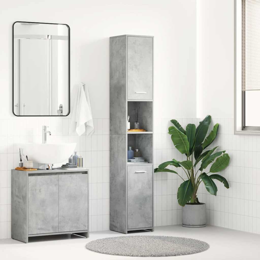 Mobile da Bagno Grigio Cemento 30x30x183,5 cm Legno tecnico 802601
