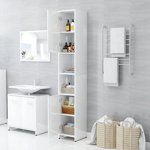Mobile da Bagno Bianco Lucido 30x30x183,5 cm Legno tecnico 802603