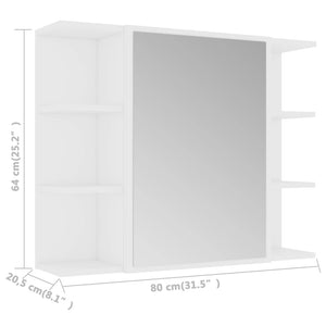 Armadio da Bagno Bianco 80x20,5x64 cm in Legno Multistrato 802606