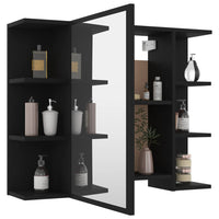 Mobile Bagno con Specchio Nero 80x20,5x64 cm Legno Multistrato 802607