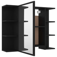 Mobile Bagno con Specchio Nero 80x20,5x64 cm Legno Multistrato 802607