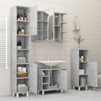 Mobile Bagno con Specchio Grigio Cemento 80x20,5x64 Multistrato 802610