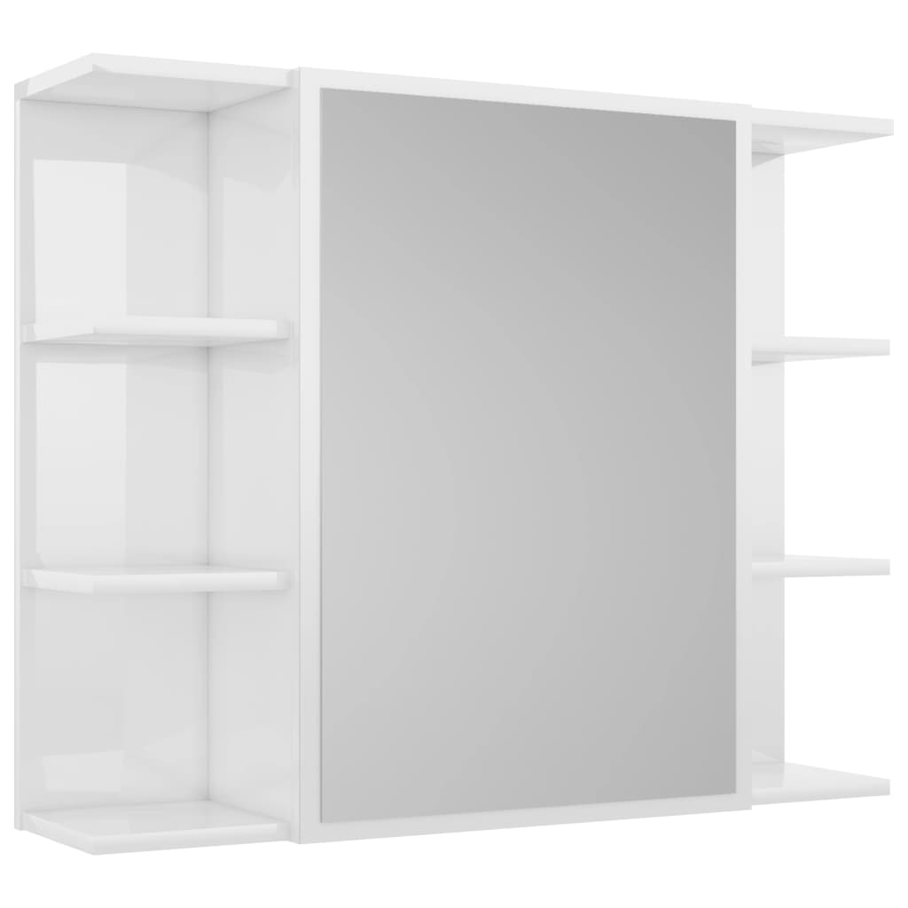 Mobile da Bagno Specchio Bianco Lucido 80x20,5x64cm Multistrato 802612