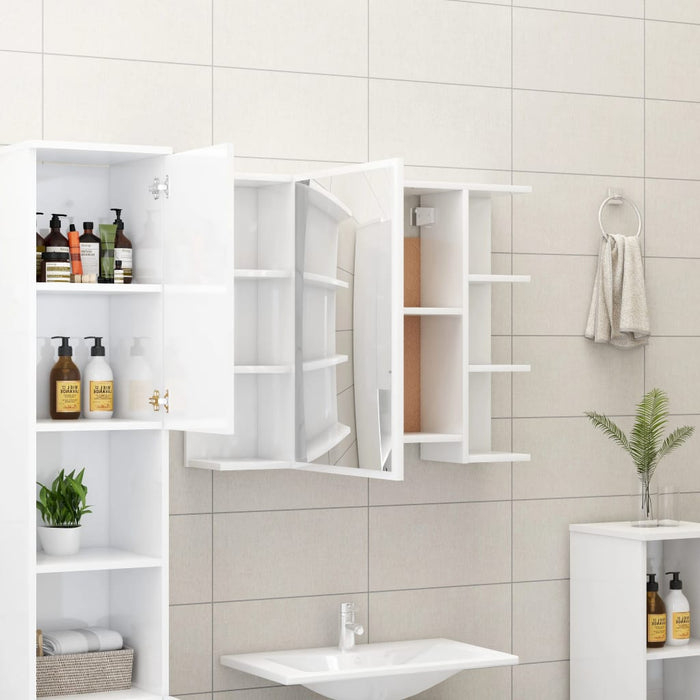 Mobile da Bagno Specchio Bianco Lucido 80x20,5x64cm Multistrato 802612