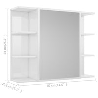Mobile da Bagno Specchio Bianco Lucido 80x20,5x64cm Multistrato 802612