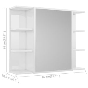 Mobile da Bagno Specchio Bianco Lucido 80x20,5x64cm Multistrato 802612